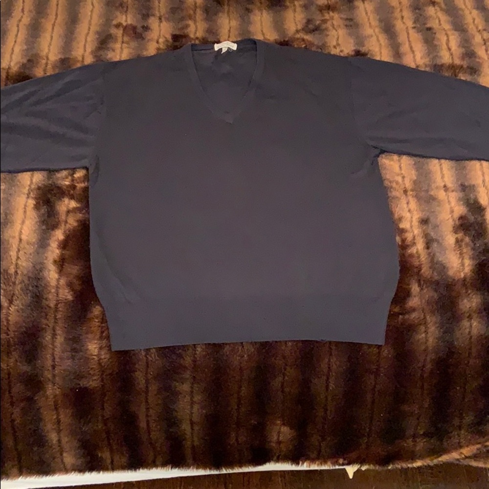 Lightweight Wool Navy V Neck Sweater
